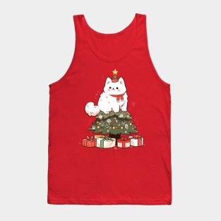 Funny Christmas Tree Cat Tank Top